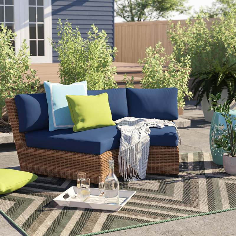 Sol 72 Outdoor™ Waterbury Curved Armless Patio Sofa with Cushions